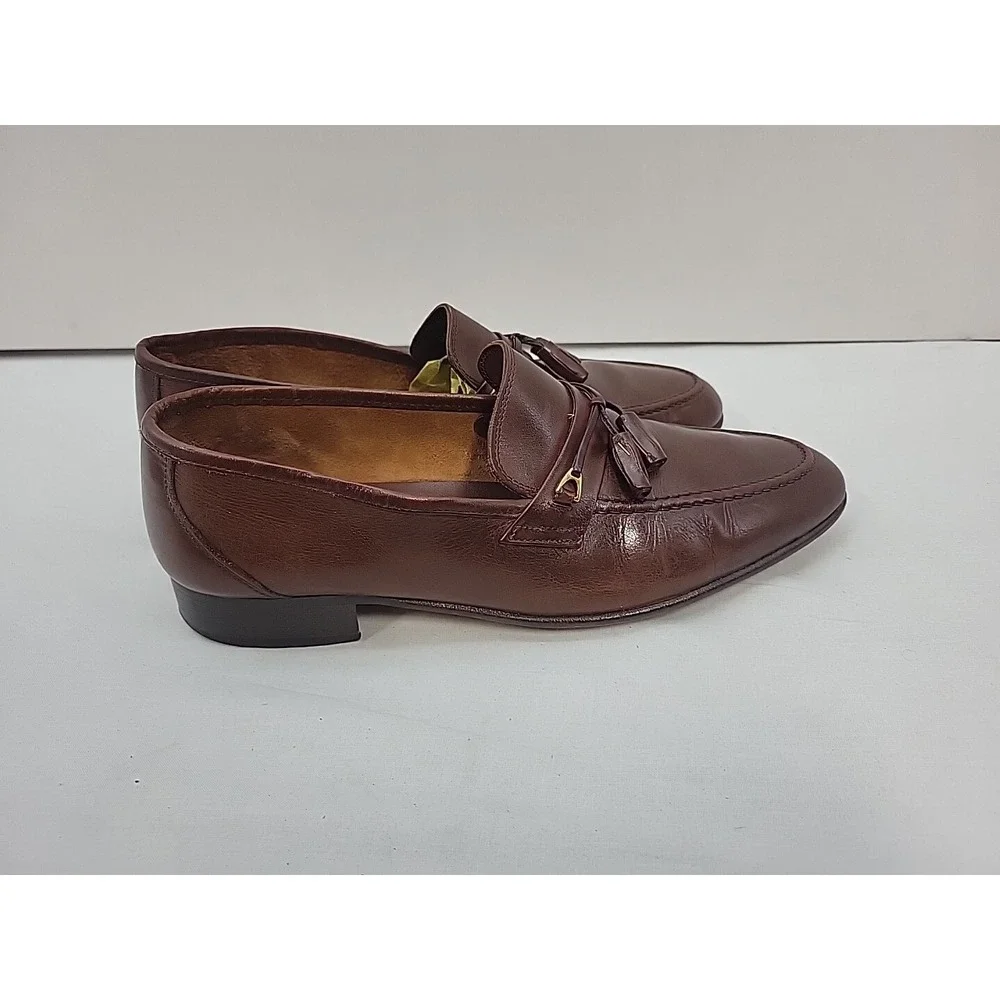 Brass Boot Mens 8.5M Brown Leather Moc Toe Tassel Slip On Loafers 82344